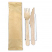 Kit couverts bois biodégradable 3 en 1